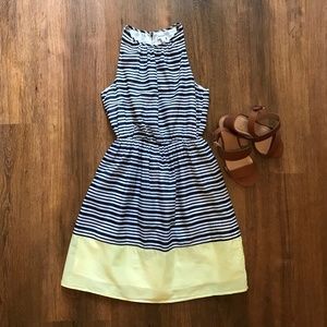 33% OFF OldNavy Navy Stripe Dress w/ Yellow Accent